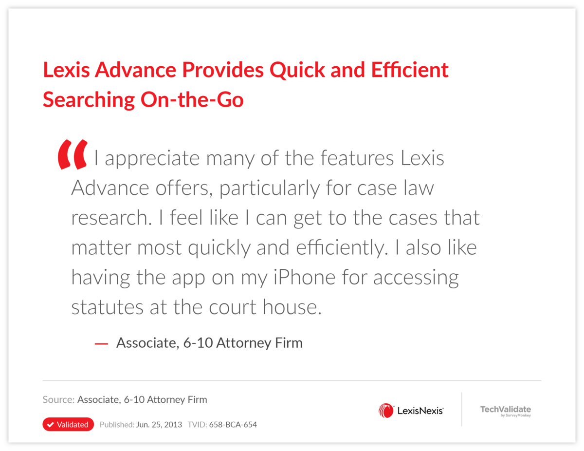 Lexis Advance Provides Quick and Efficient Searching On-the-Go
