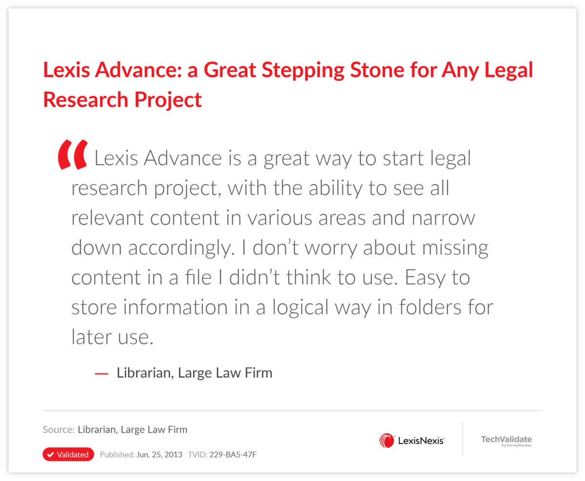Lexis Advance: a Great Stepping Stone for Any Legal Research Project