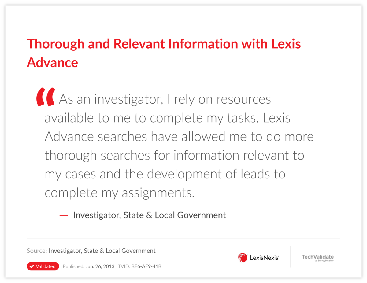 Thorough and Relevant Information with Lexis Advance