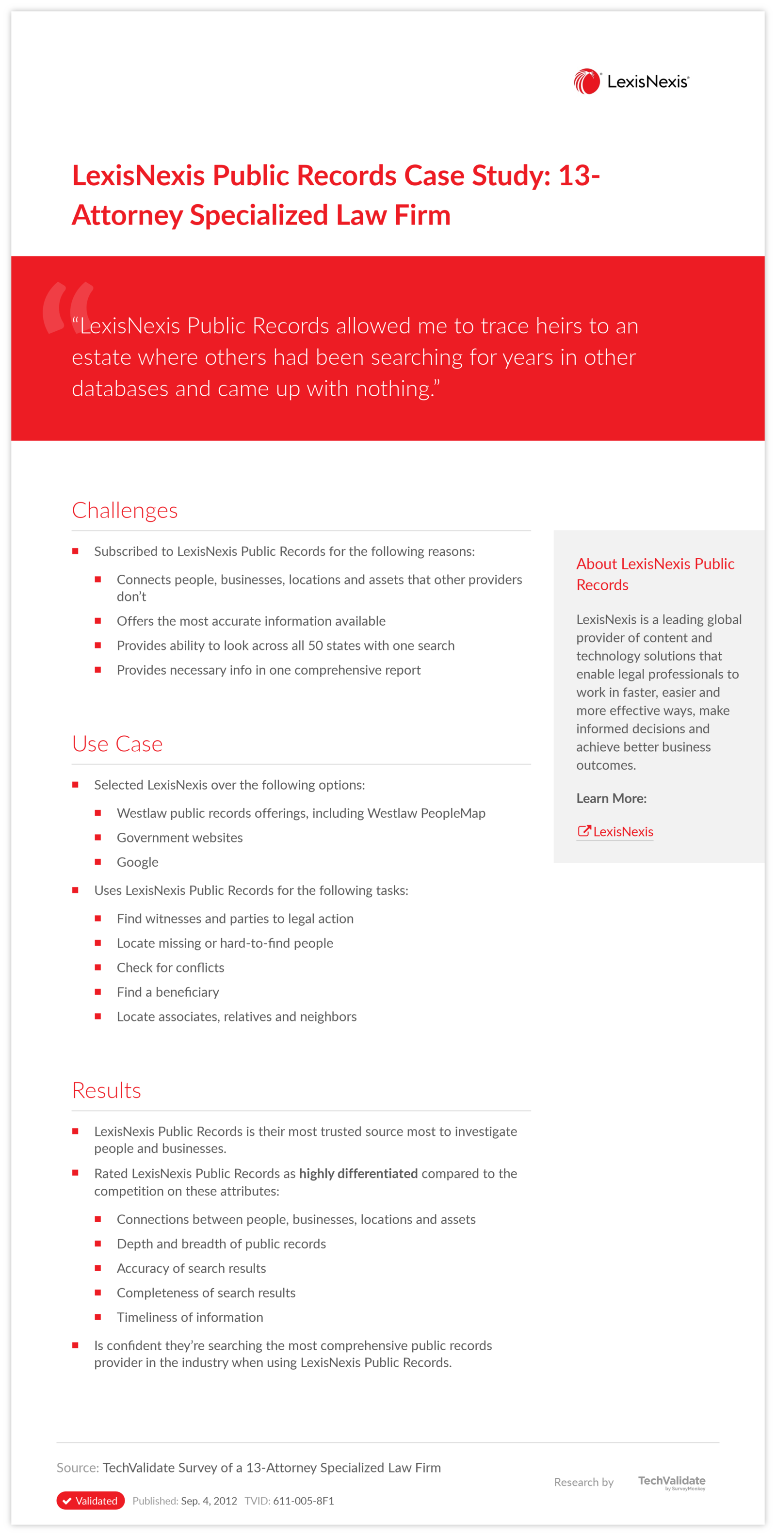 LexisNexis Public Records Case Study: 13-Attorney Specialized Law Firm