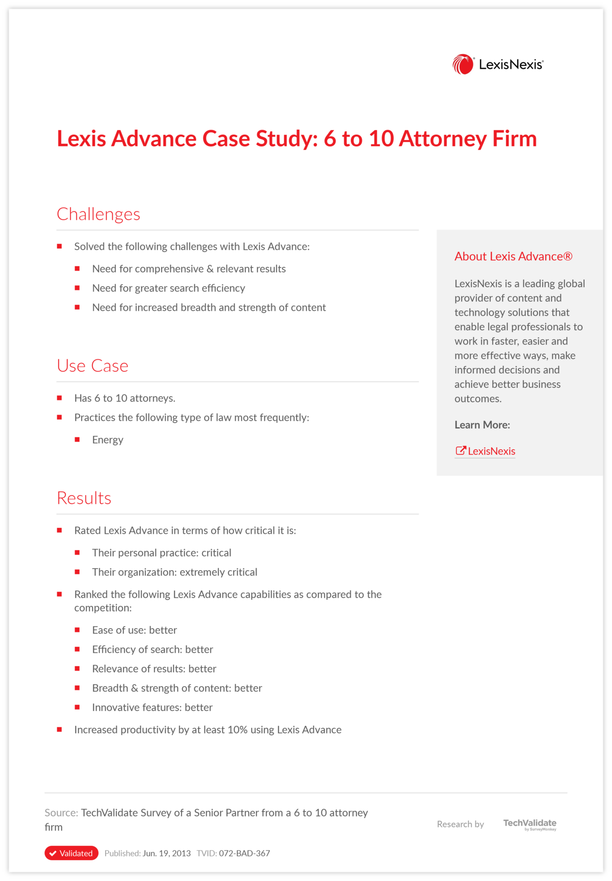 Lexis Advance Case Study: 6 to 10 Attorney Firm