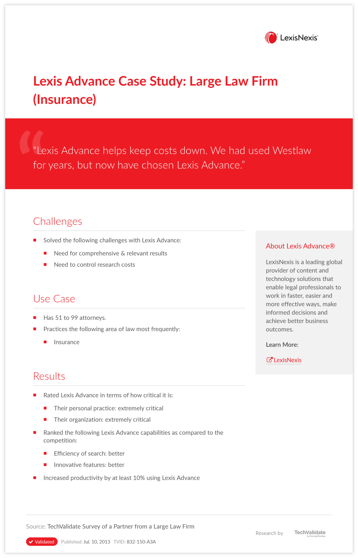 Lexis Advance Case Study: Large Law Firm (Insurance)