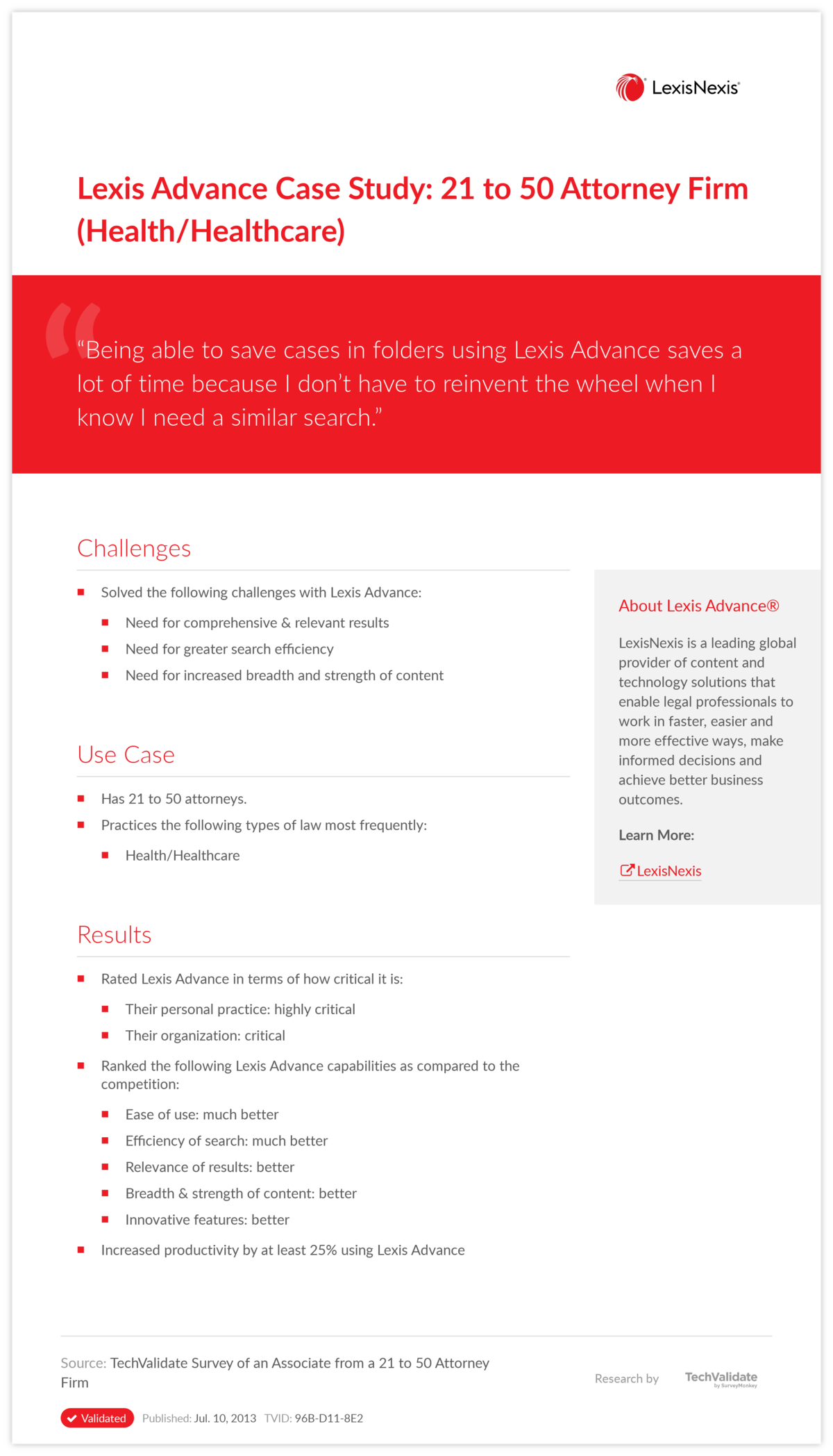 Lexis Advance Case Study: 21 to 50 Attorney Firm (Health/Healthcare)