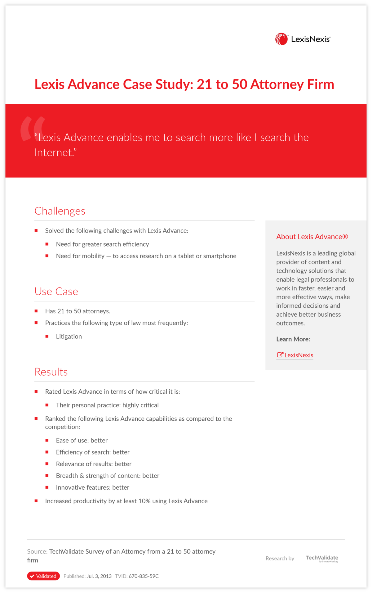 Lexis Advance Case Study: 21 to 50 Attorney Firm