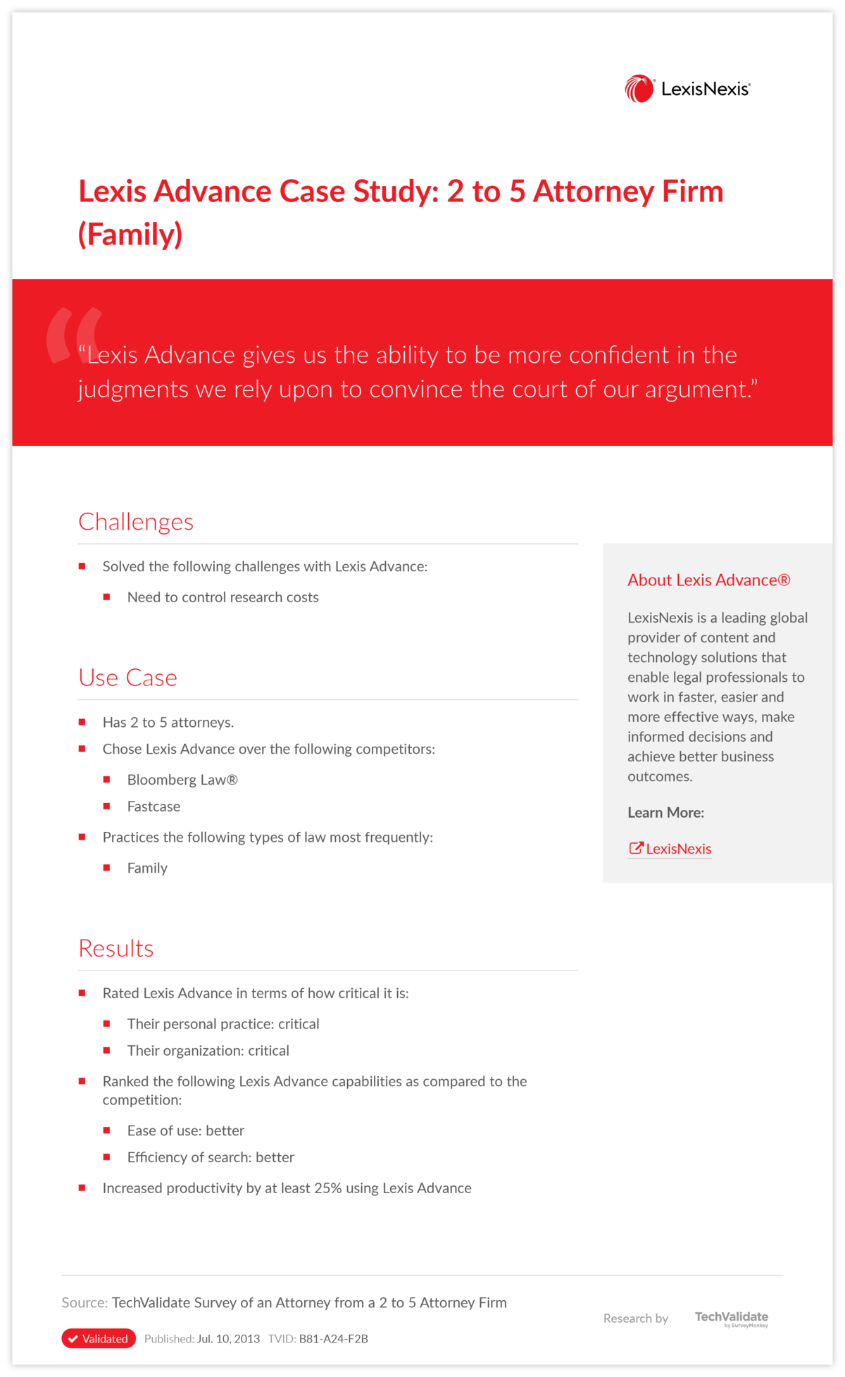 Lexis Advance Case Study: 2 to 5 Attorney Firm (Family)
