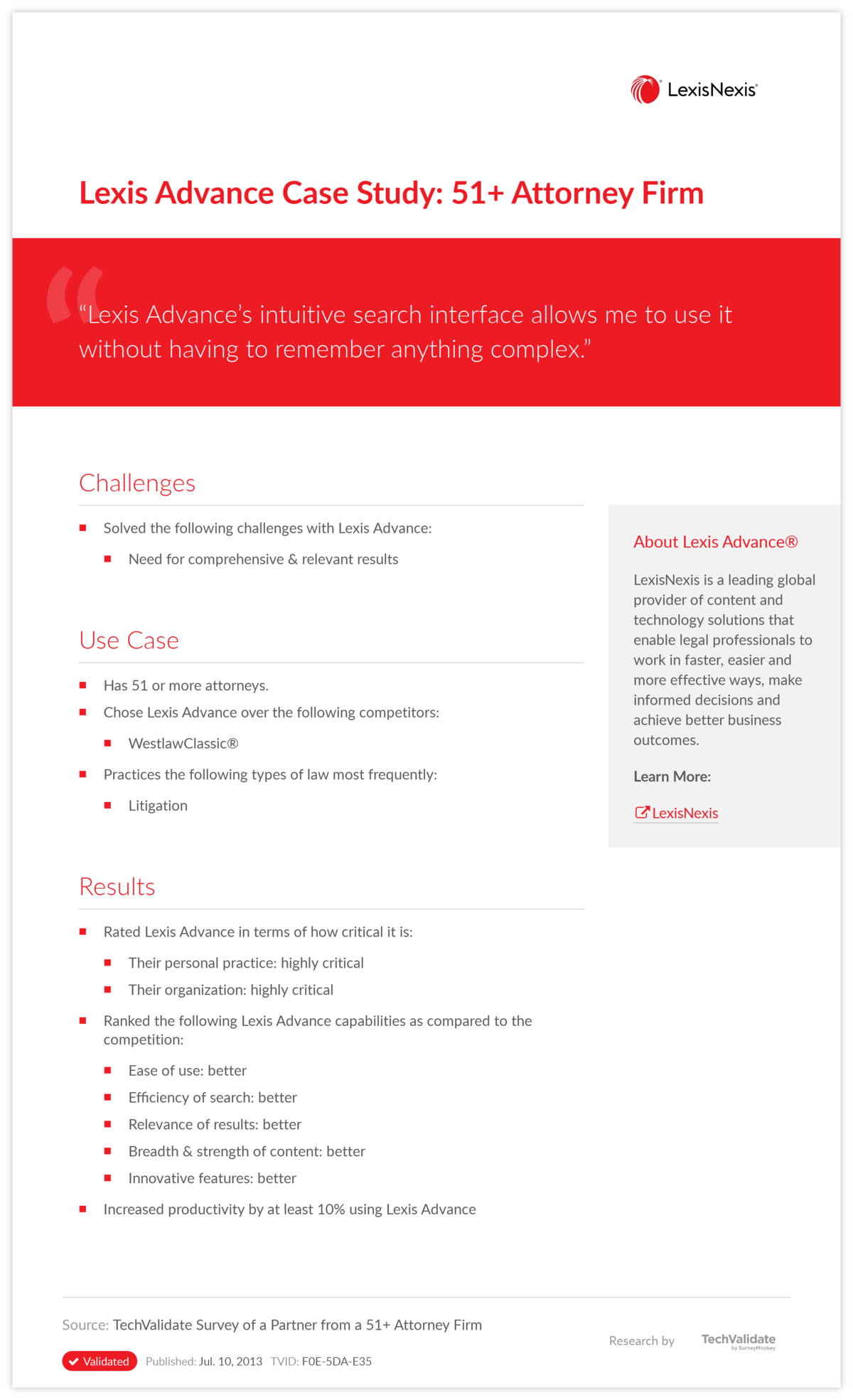 Lexis Advance Case Study: 51+ Attorney Firm