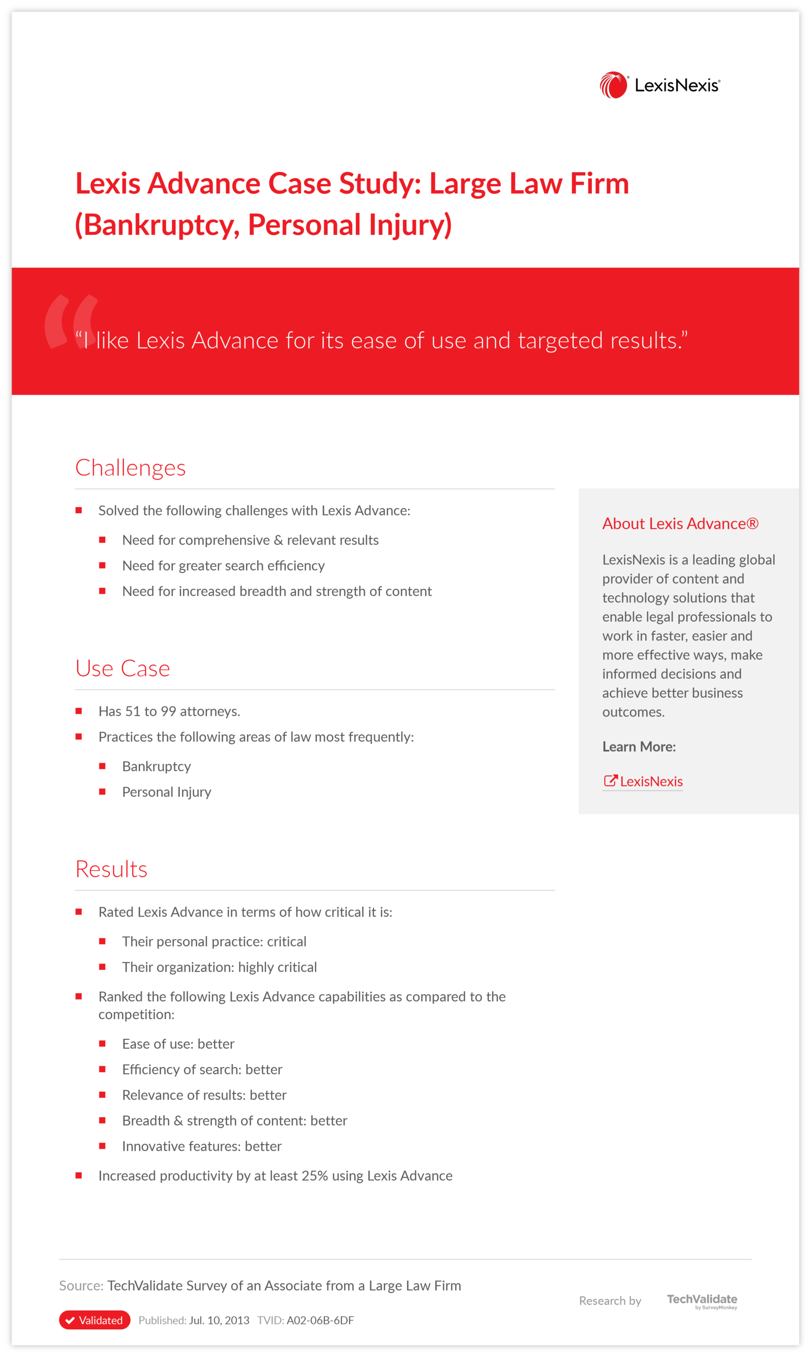 Lexis Advance Case Study: Large Law Firm (Bankruptcy, Personal Injury)