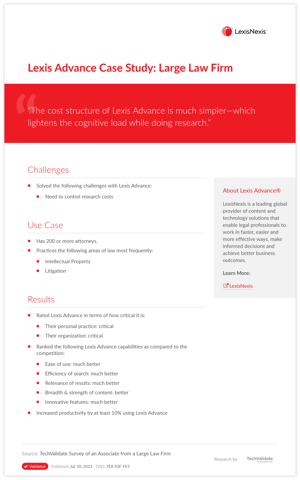Lexis Advance Case Study: Large Law Firm
