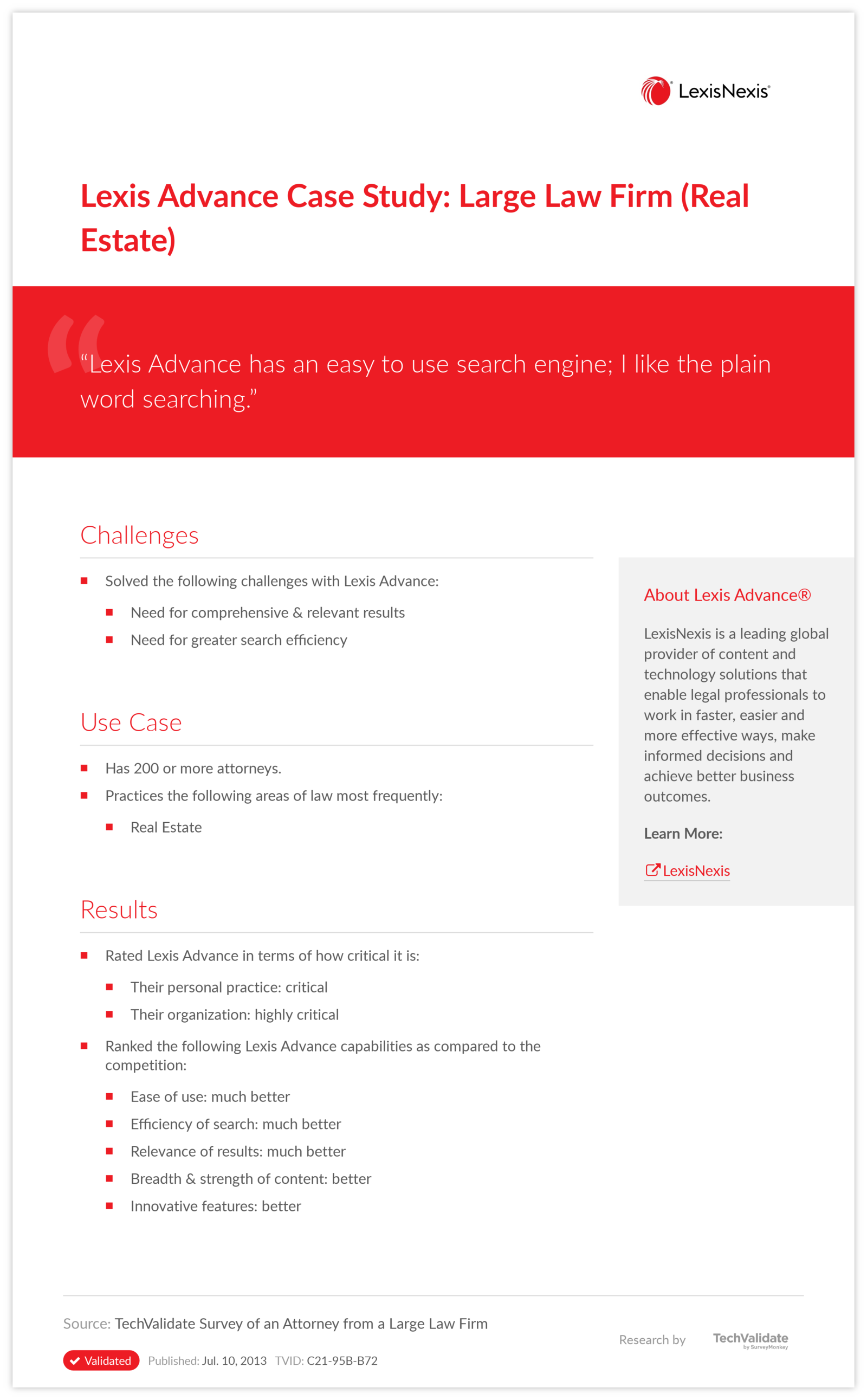 Lexis Advance Case Study: Large Law Firm (Real Estate)