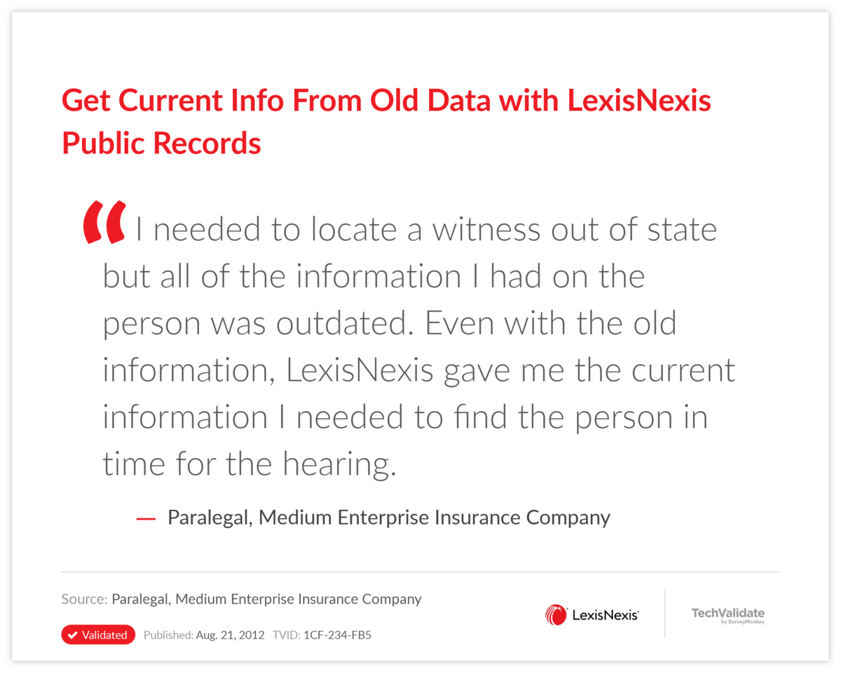 Get Current Info From Old Data with LexisNexis Public Records