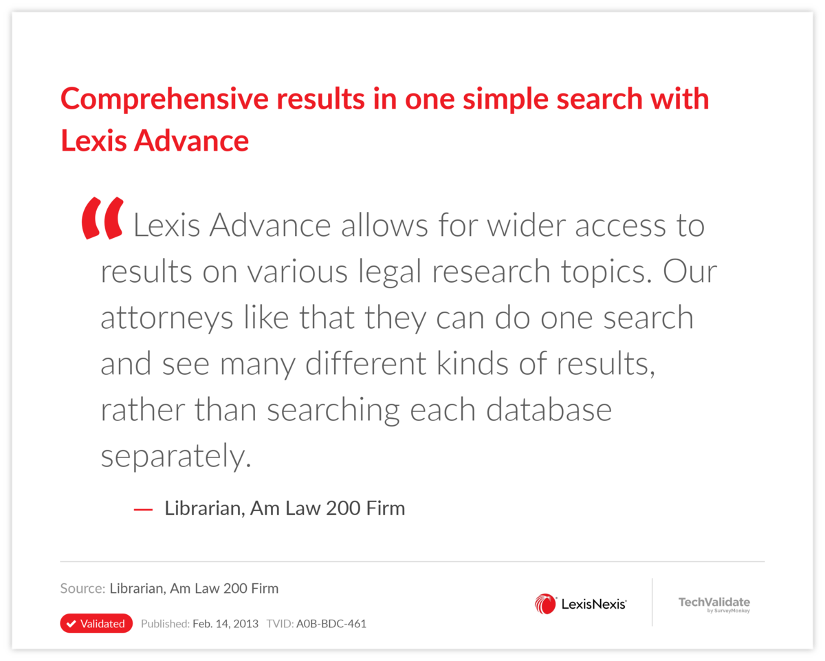 Comprehensive results in one simple search with Lexis Advance