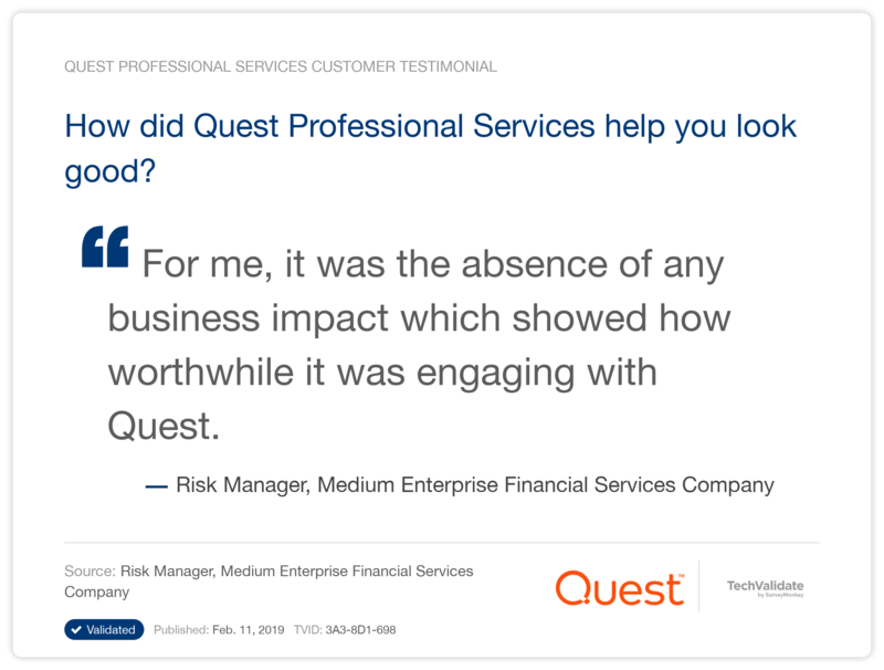How did Quest Professional Services help you look good?