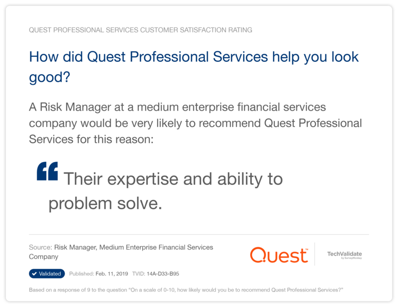 How did Quest Professional Services help you look good?