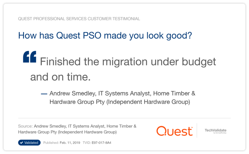 How has Quest PSO made you look good?