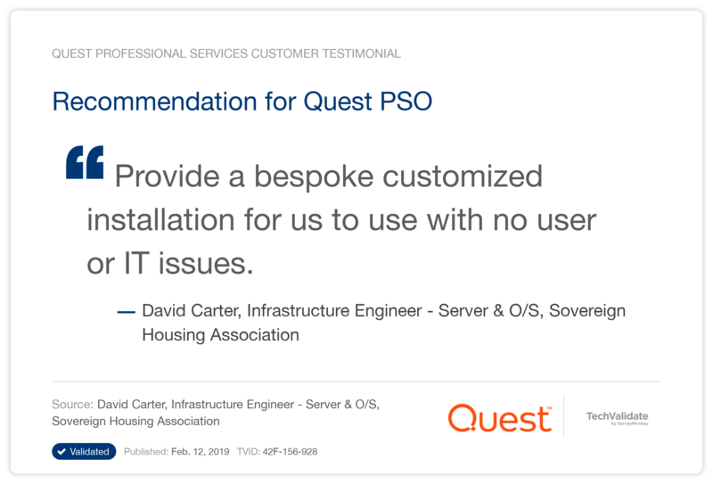 Recommendation for Quest PSO