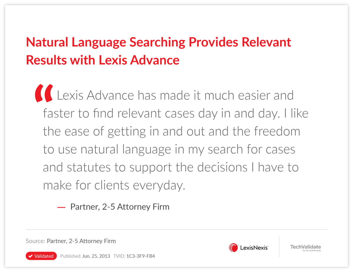 Natural Language Searching Provides Relevant Results with Lexis Advance