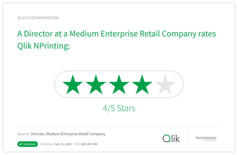 A Director at a Medium Enterprise Retail Company rates Qlik NPrinting: