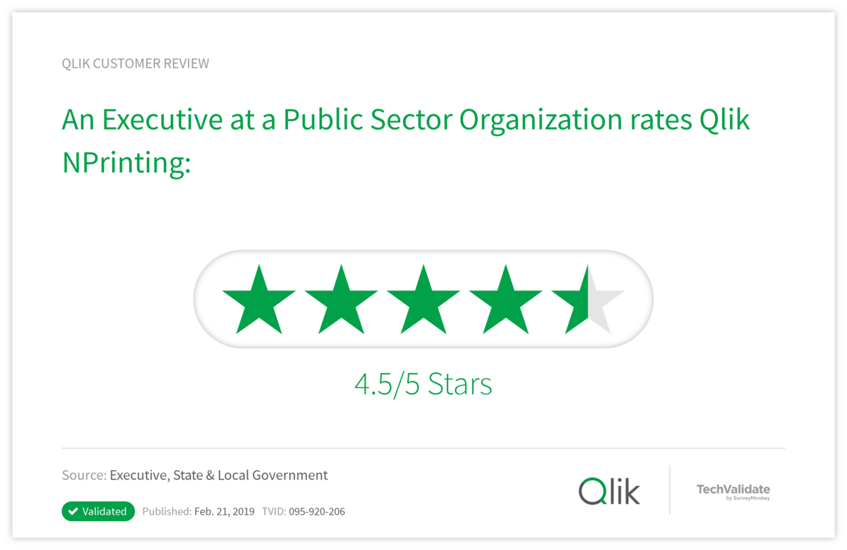 An Executive at a Public Sector Organization rates Qlik NPrinting: