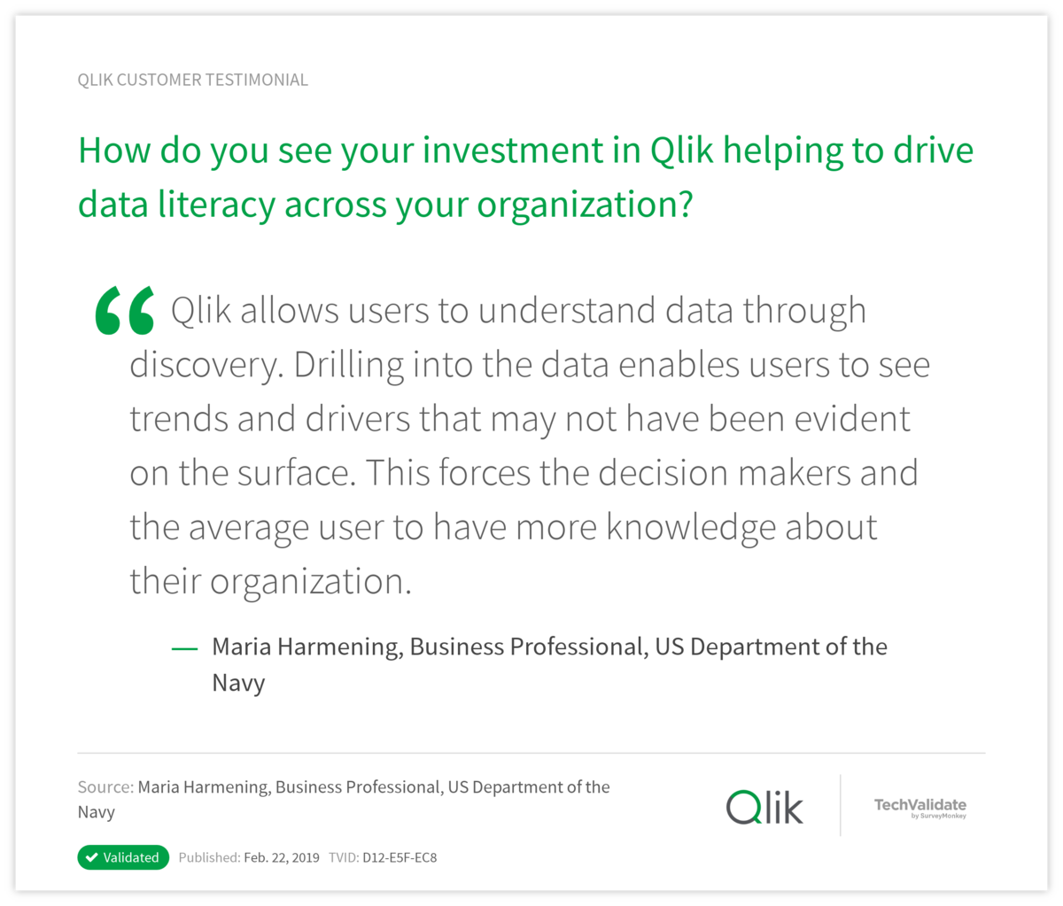 How do you see your investment in Qlik helping to drive data literacy across your organization?