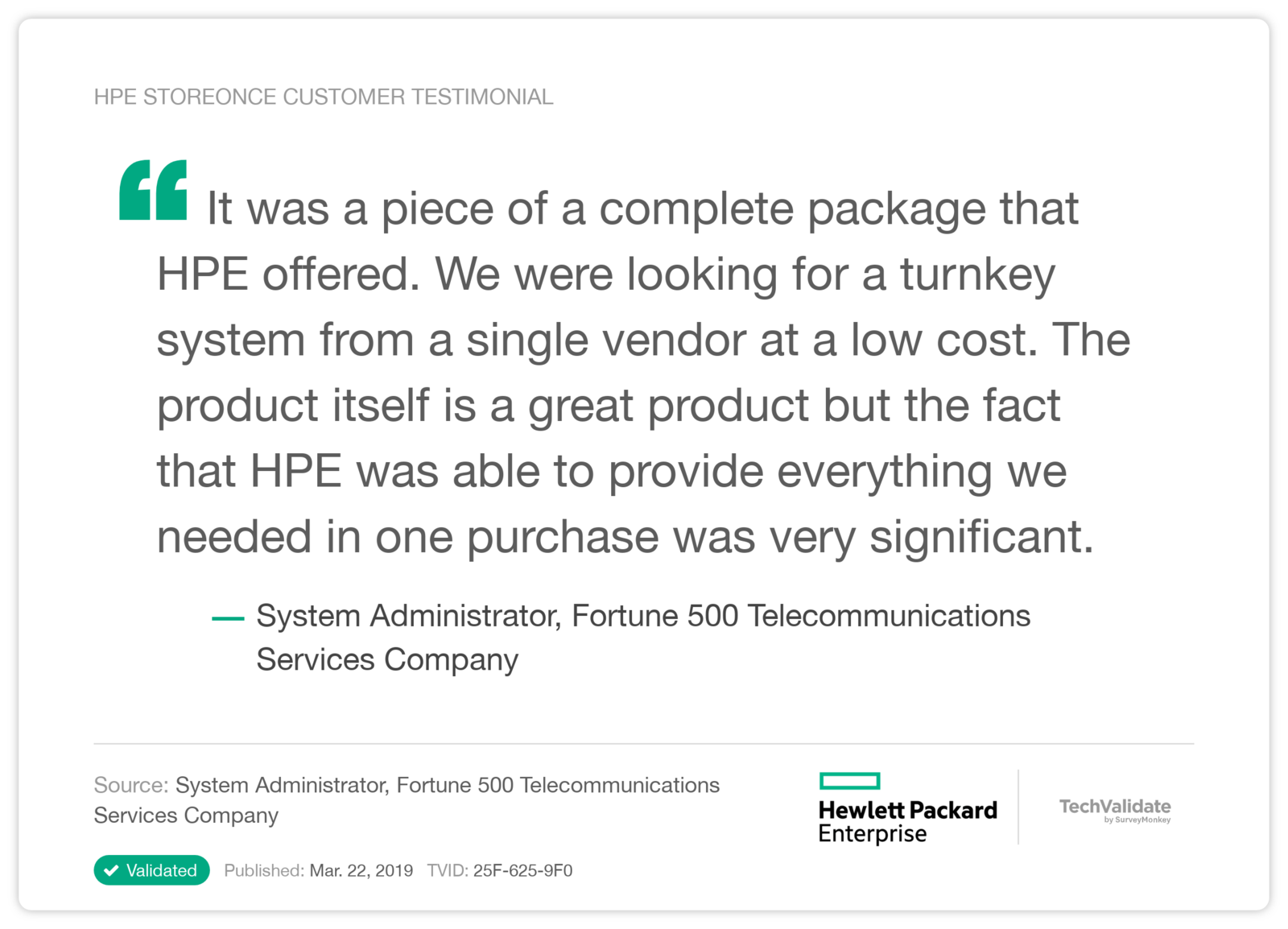 HPE StoreOnce Customer Testimonial