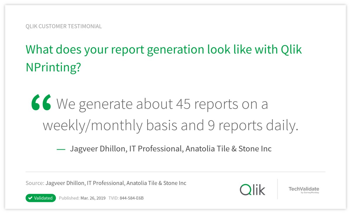 What does your report generation look like with Qlik NPrinting?