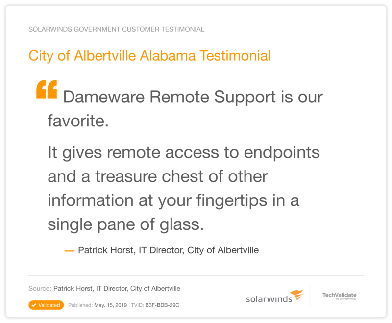 City of Albertville Alabama Testimonial
