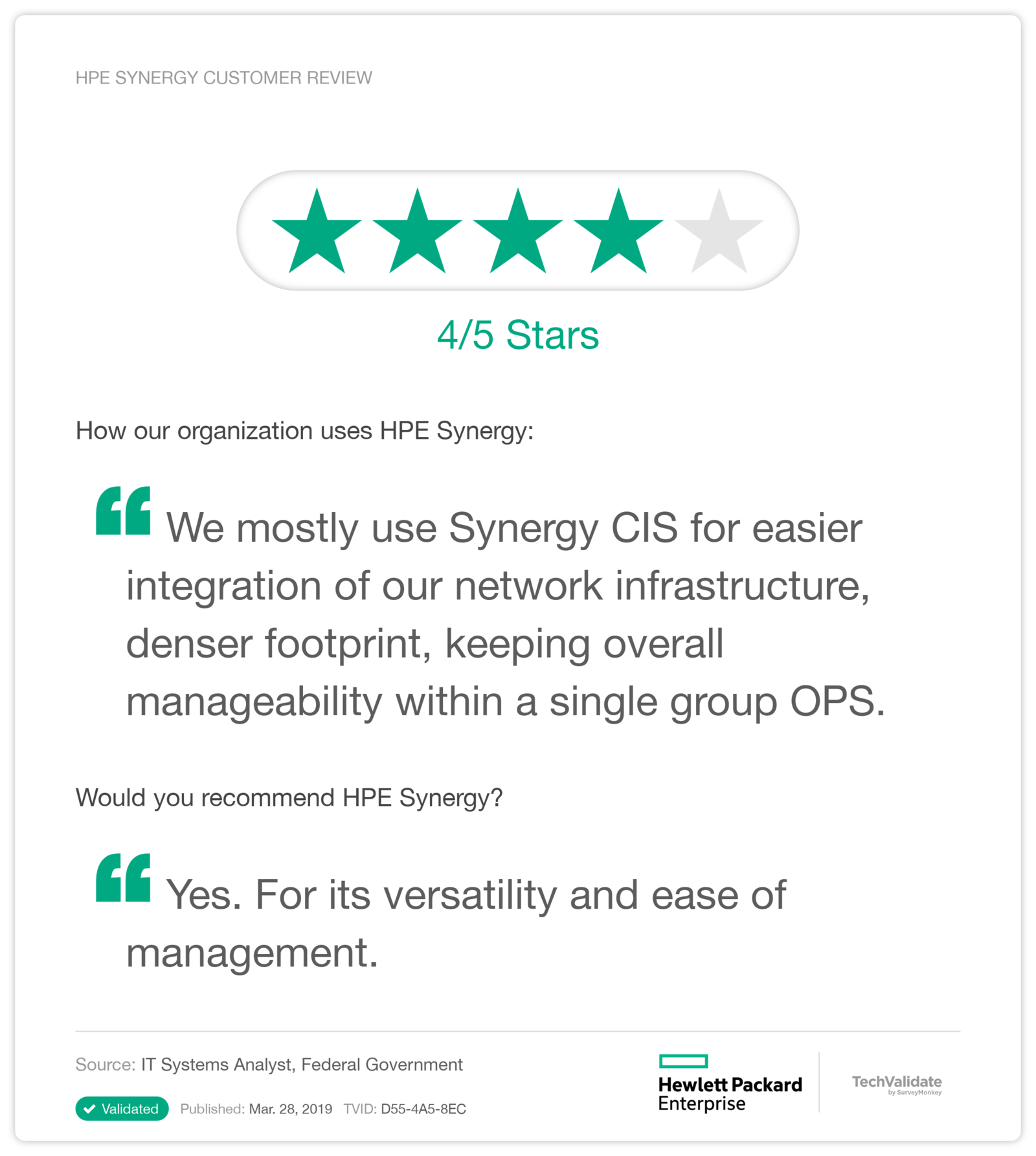 HPE Synergy Customer Review