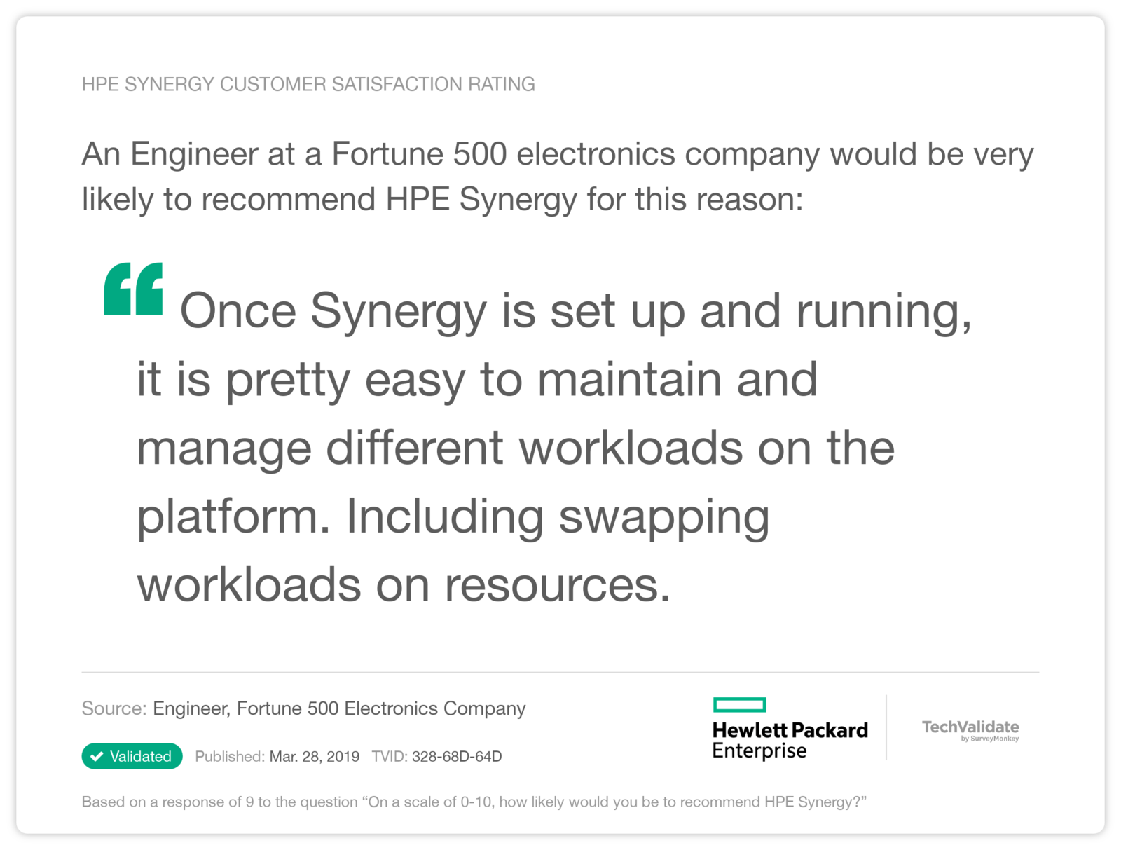 HPE Synergy Customer Satisfaction Rating