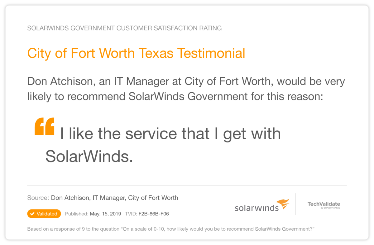 City of Fort Worth Texas Testimonial