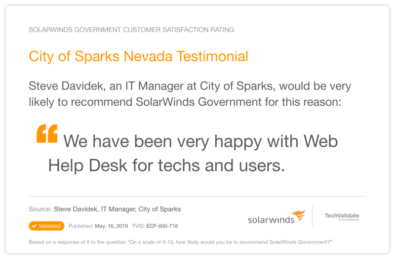 City of Sparks Nevada Testimonial