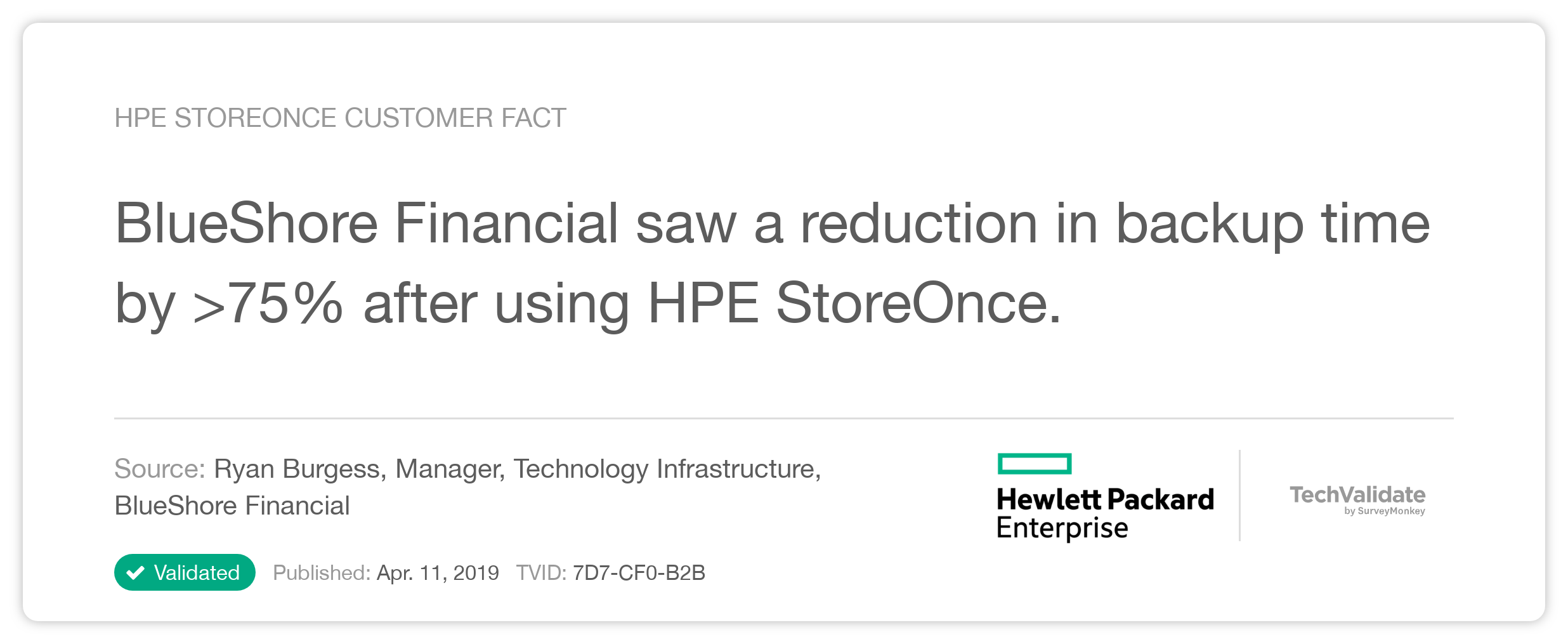 HPE StoreOnce Customer Fact