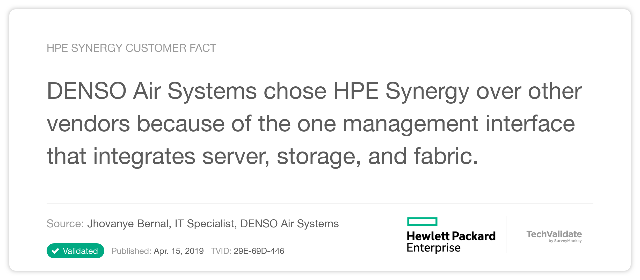 HPE Synergy Customer Fact