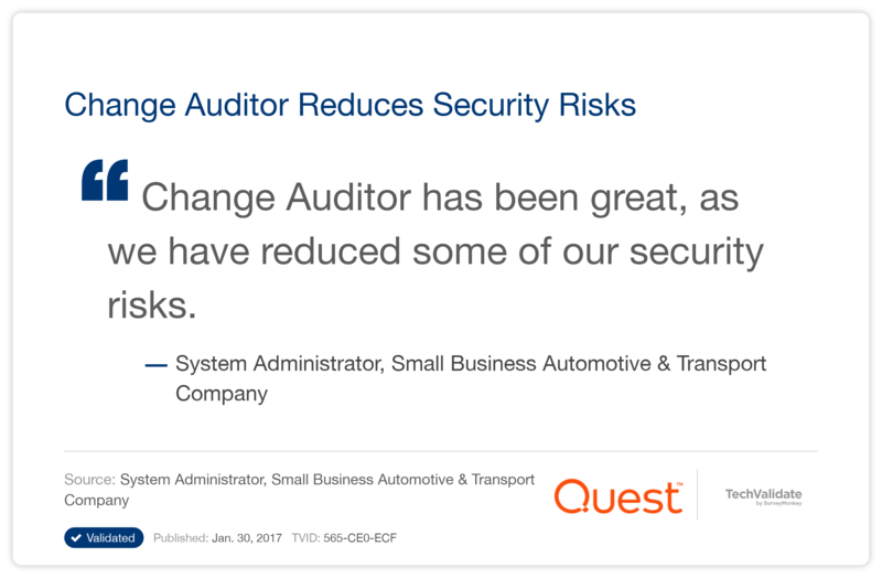 Change Auditor Reduces Security Risks