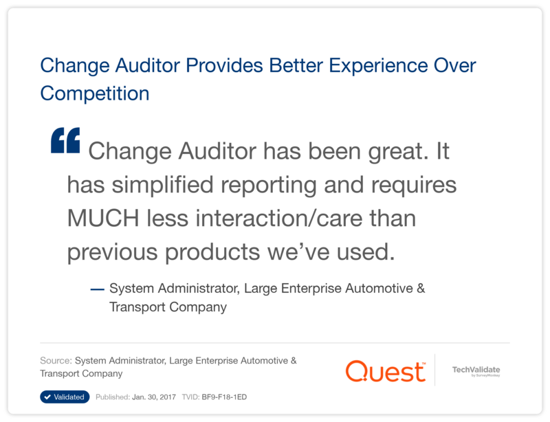 Change Auditor Provides Better Experience Over Competition