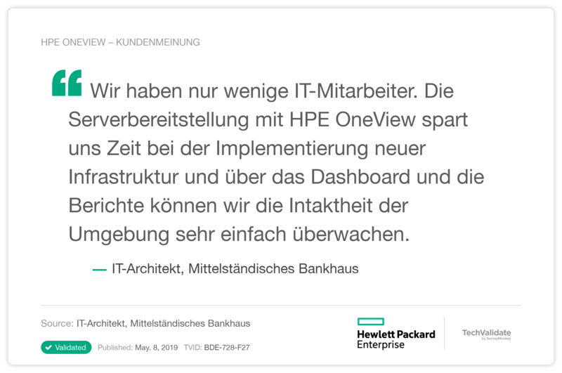 HPE ONEVIEW – KUNDENMEINUNG