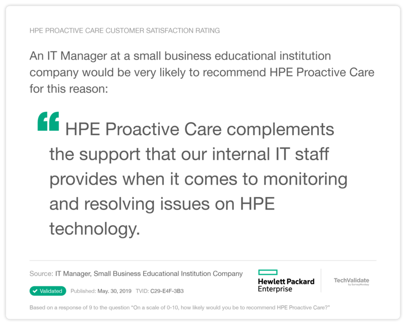 HPE Proactive Care Customer Satisfaction Rating