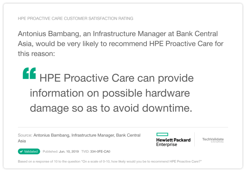 HPE Proactive Care Customer Satisfaction Rating