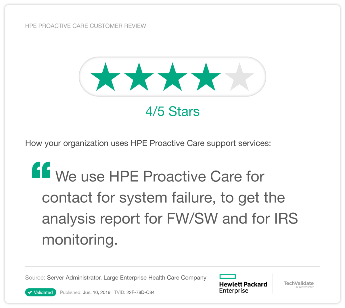 HPE Proactive Care Customer Review