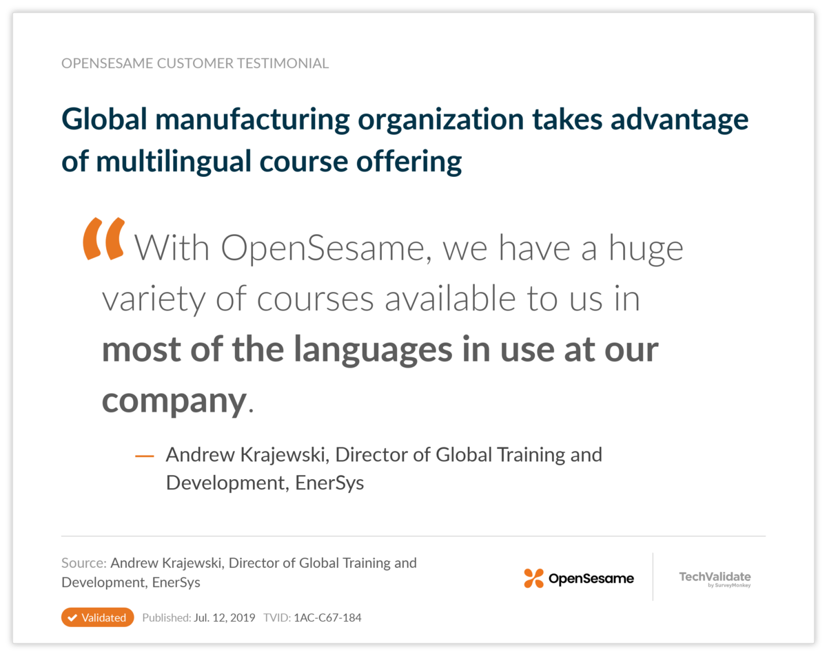 Global manufacturing organization takes advantage of multilingual course offering
