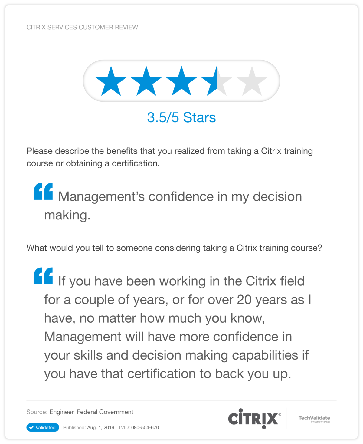 Citrix Services Customer Review