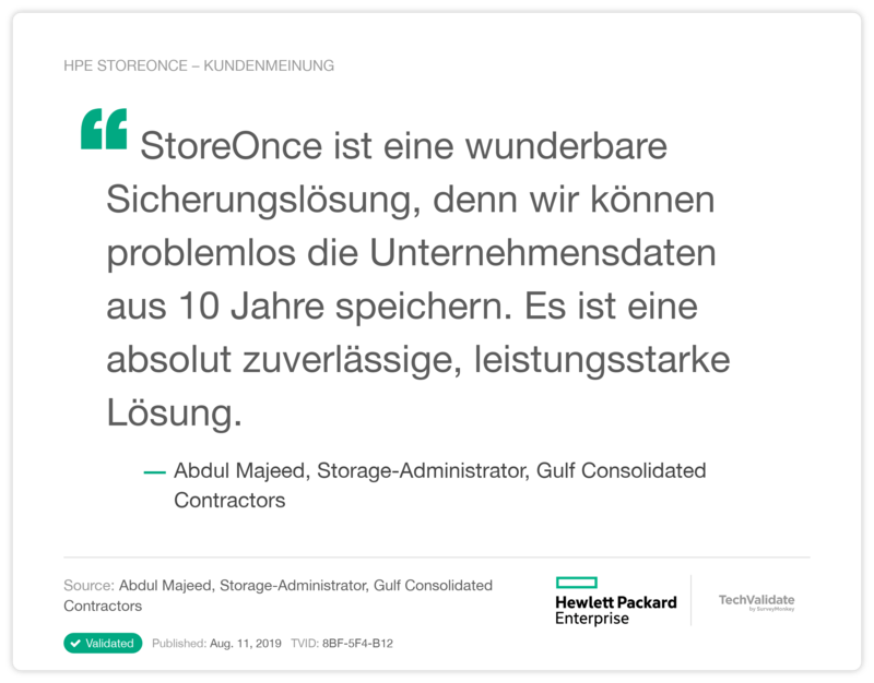 HPE STOREONCE – KUNDENMEINUNG