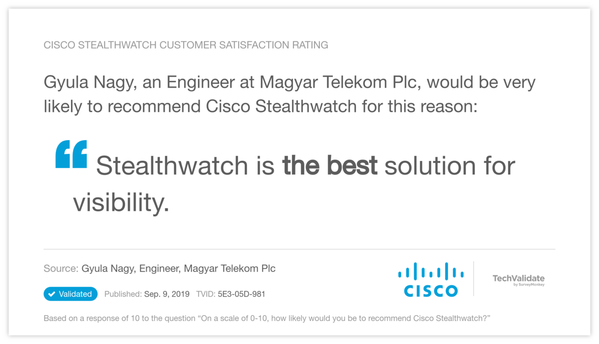 Cisco Stealthwatch Customer Satisfaction Rating