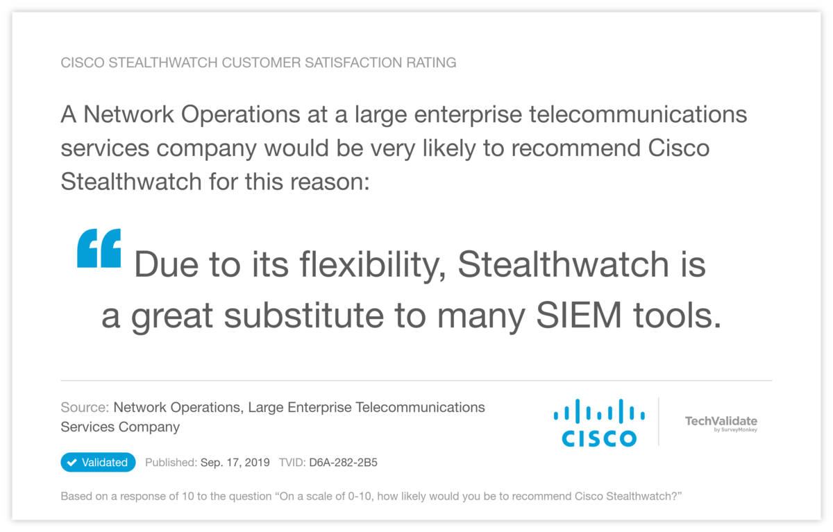 Cisco Stealthwatch Customer Satisfaction Rating