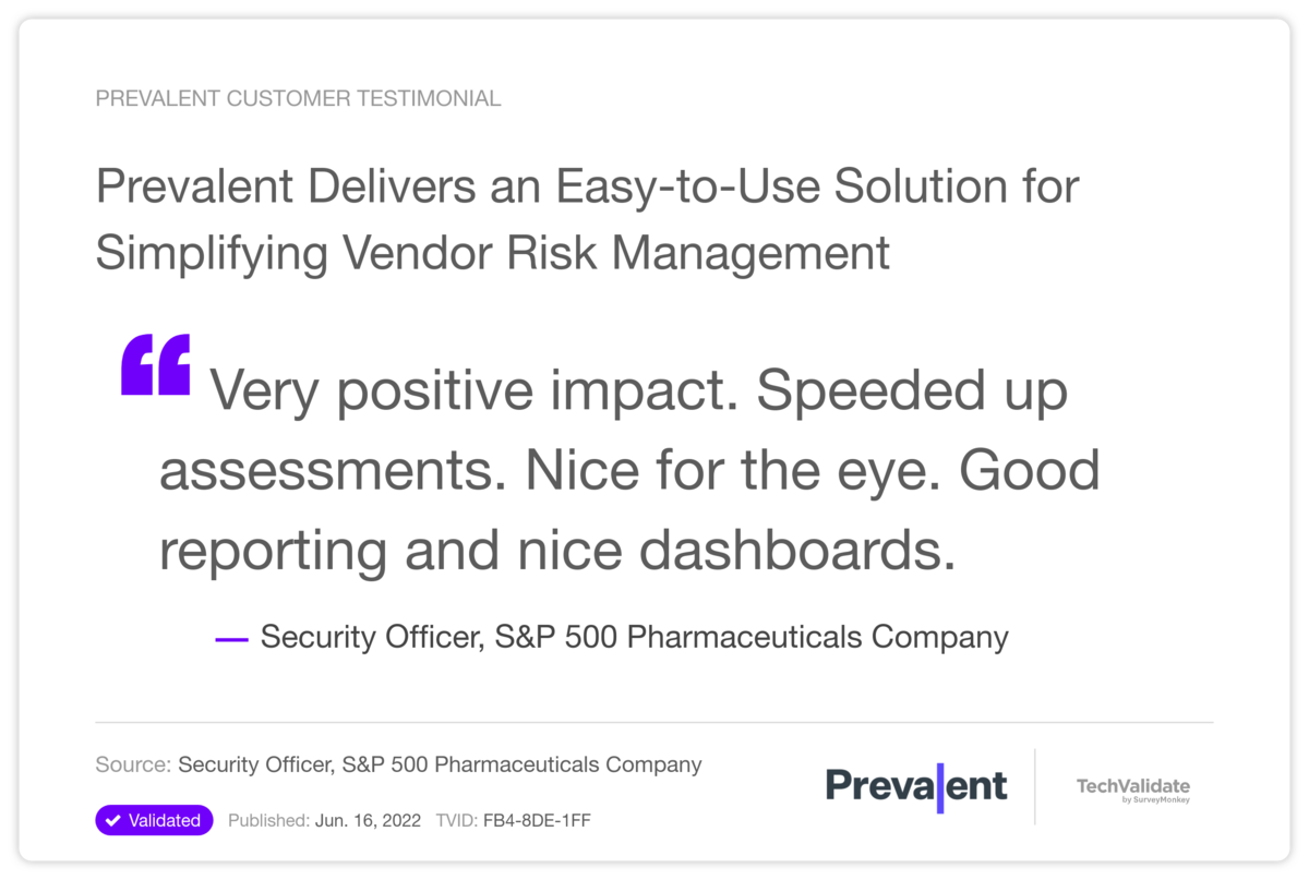 Prevalent Delivers an Easy-to-Use Solution for Simplifying Vendor Risk Management