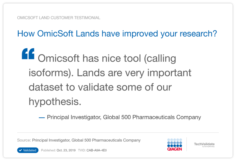 How OmicSoft Lands have improved your research?