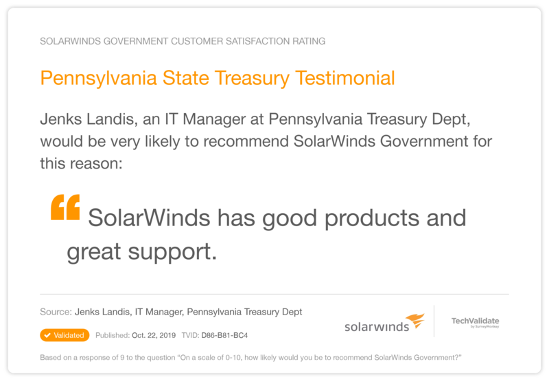 Pennsylvania State Treasury Testimonial
