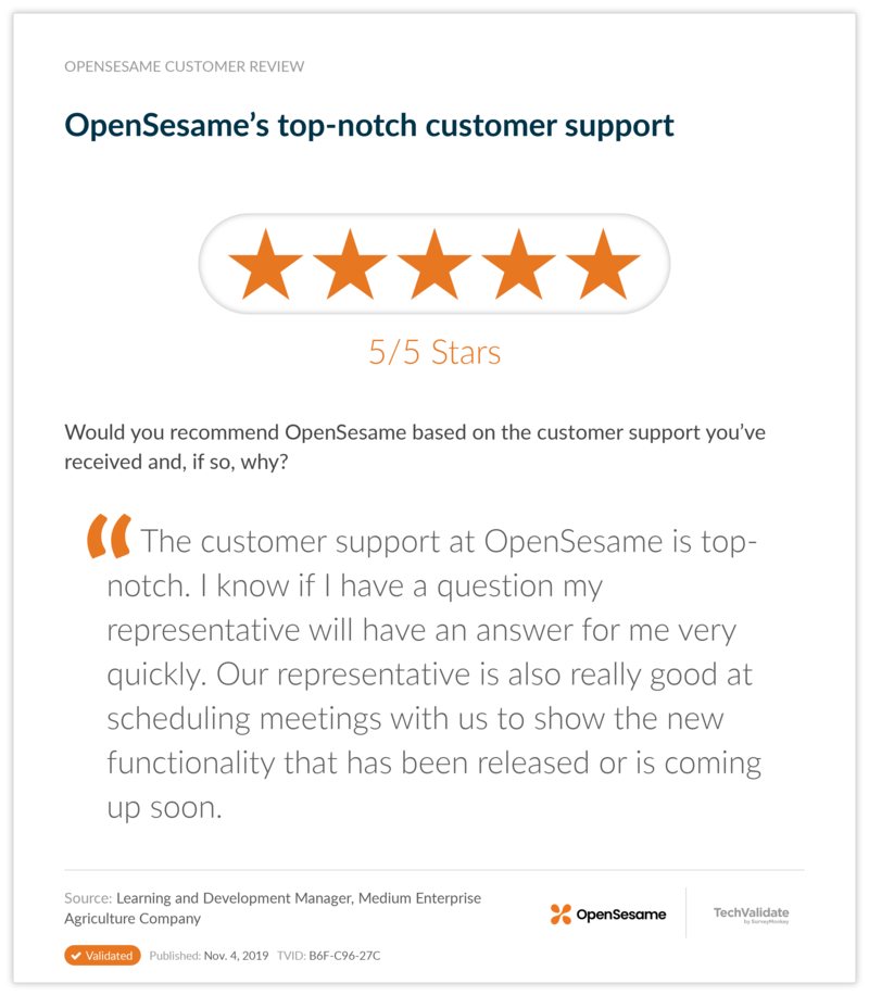 OpenSesame's top-notch customer support