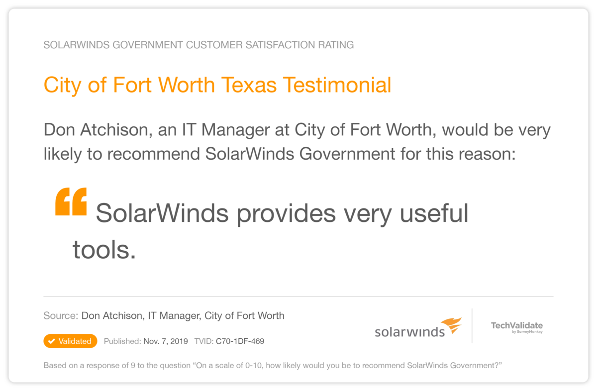 City of Fort Worth Texas Testimonial
