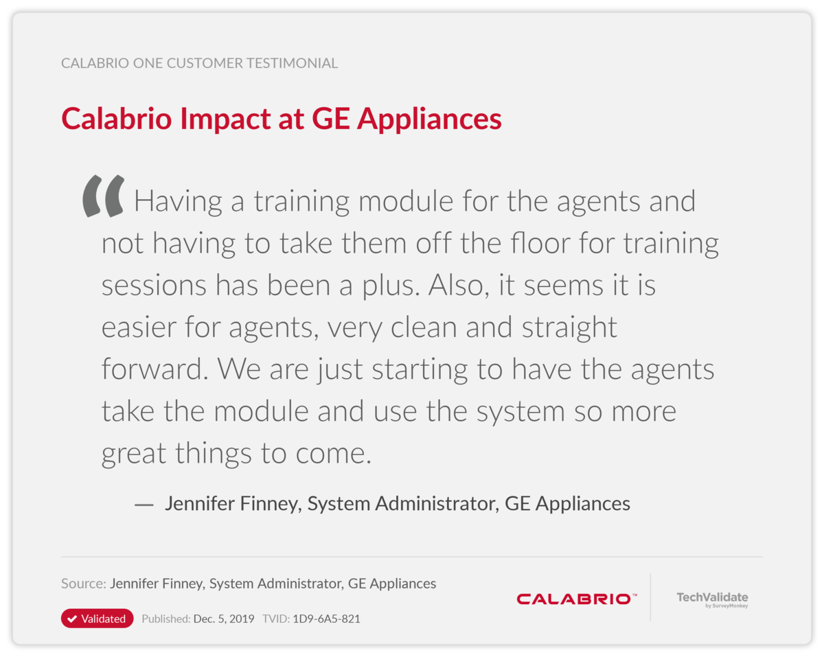 Calabrio Impact at GE Appliances
