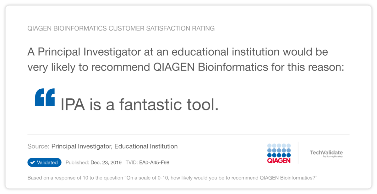 QIAGEN Bioinformatics Customer Satisfaction Rating